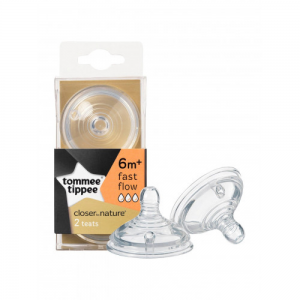 Tommee Tippee CTN 6個月以上奶樽奶咀(兩個裝) 快流量