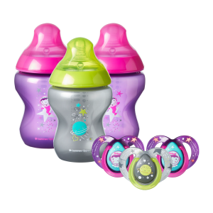 Tommee Tippee Closer to Nature® Boldly Go PP 奶瓶套裝 (配新乳感超柔軟中流量奶嘴)-女仔色