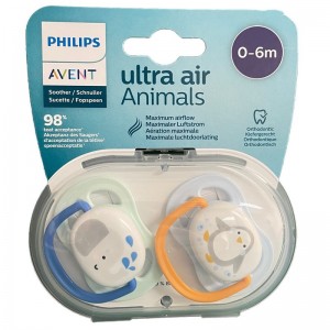 Philips Avent透氣動物系列安撫玩咀(0-6個月) 2個裝-藍