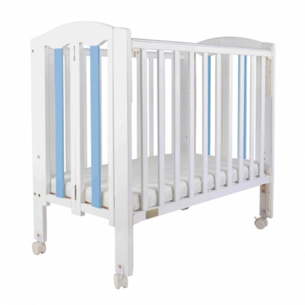 Baby Star Easi 摺合嬰兒木床 包括2” 床褥 –粉藍色