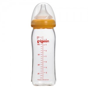 Pigeon寬口母乳實感玻璃奶瓶240ml橘