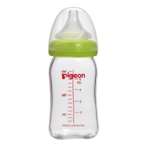 Pigeon 寬口母乳實感玻璃奶瓶160ml 綠